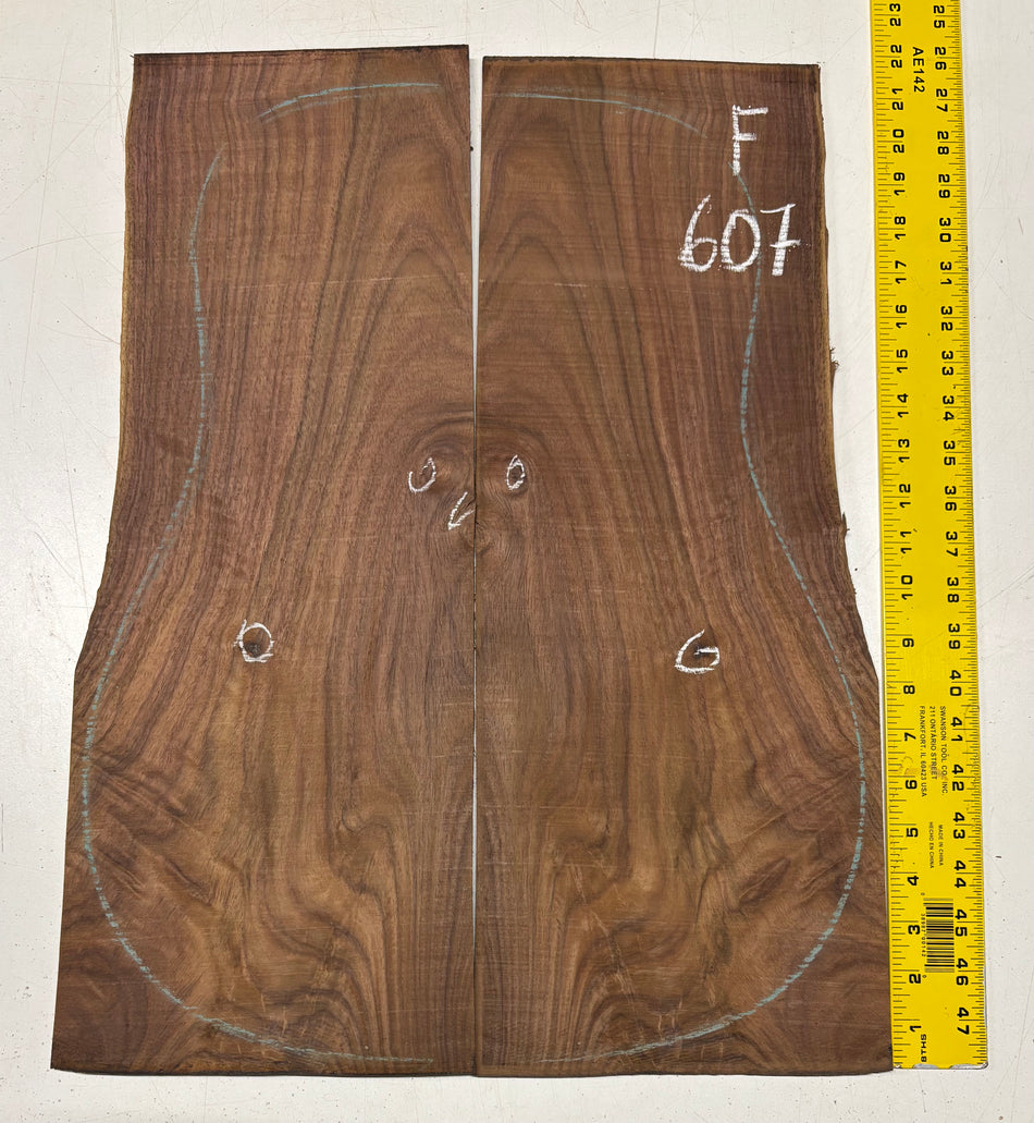 Figured Indian Rosewood Dreadnought Guitar Back Set (22" x 8-1/4" x 3/16")- Seconds #607
