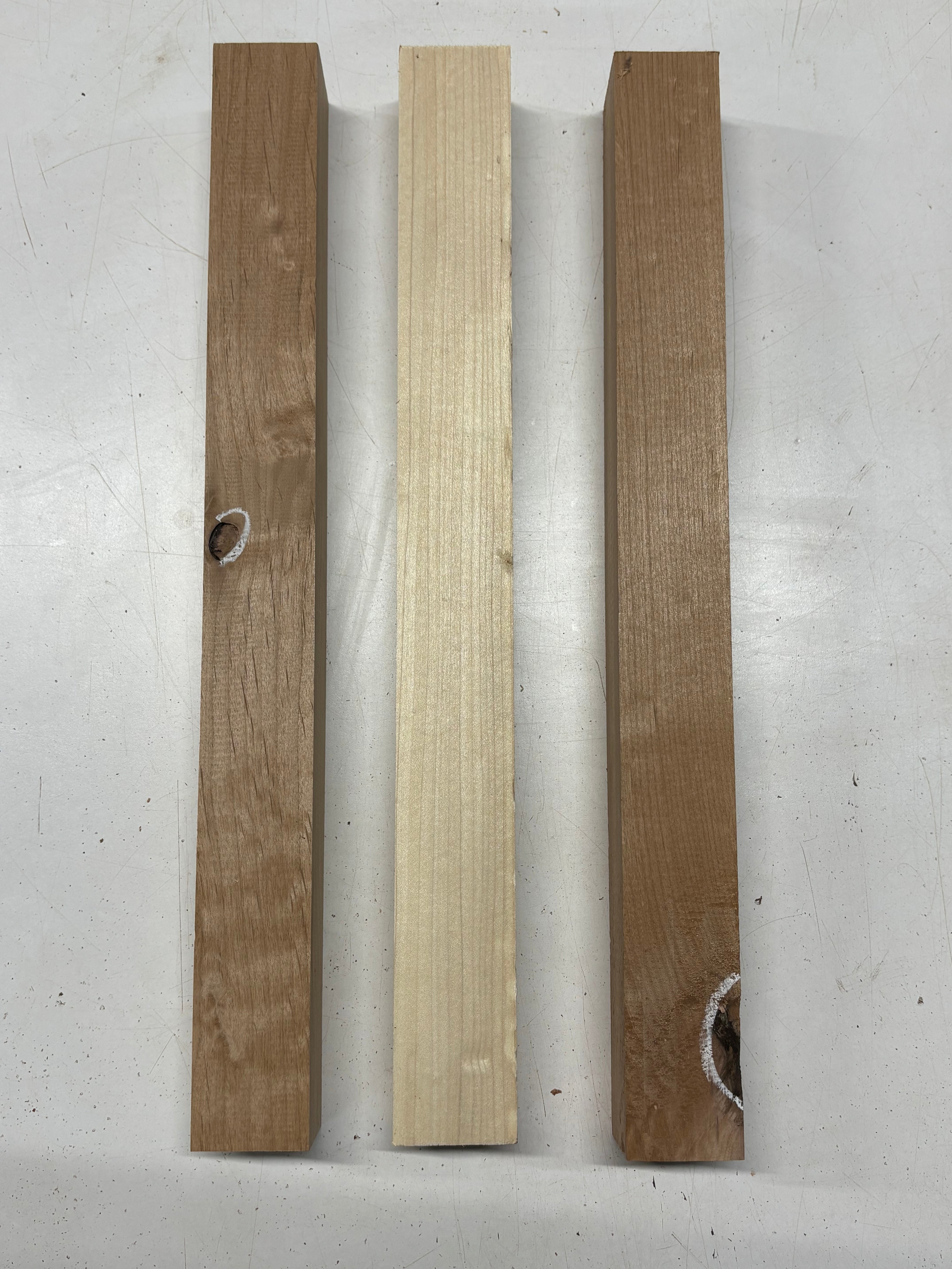 3 Pack, 2 Species Red Alder + Poplar Turning Wood Blank 19"x2"x1-7/8"#7766 - Exotic Wood Zone