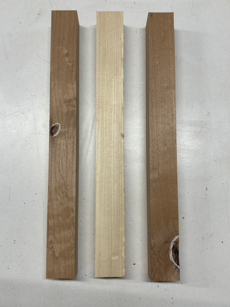 3 Pack, 2 Species Red Alder + Poplar Turning Wood Blank 19"x2"x1-7/8"#7766 - Exotic Wood Zone