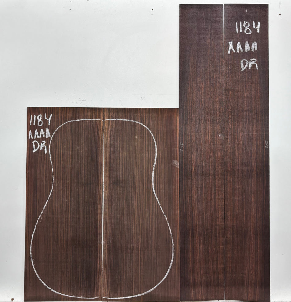 East Indian Rosewood Dreadnought AAAA Grade Guitar Back & Side Set #1184 Exotic Wood Zone 