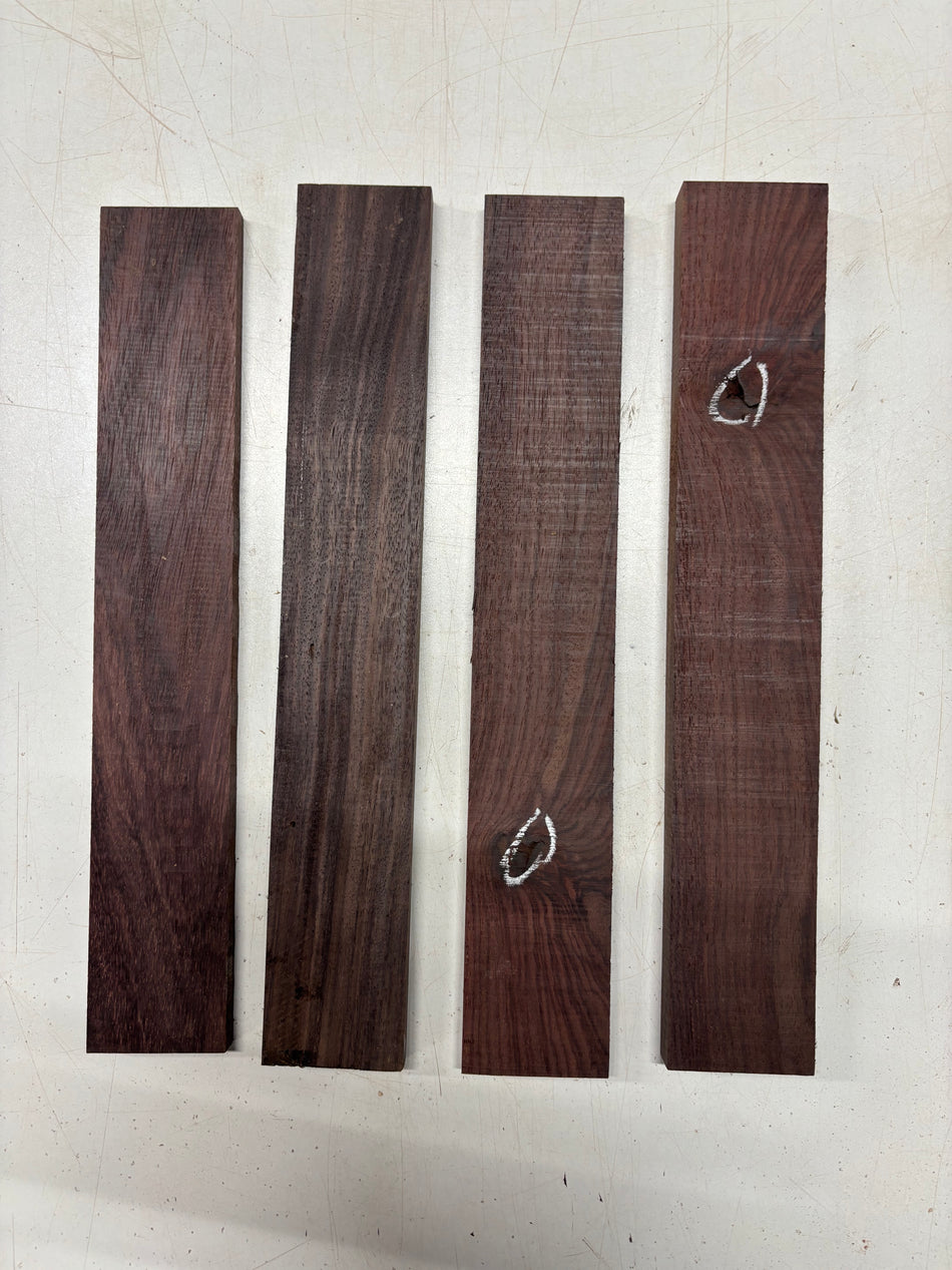 4 Pack, Indian Rosewood Thin Stock Lumber 12"x2"x3/8"#5678