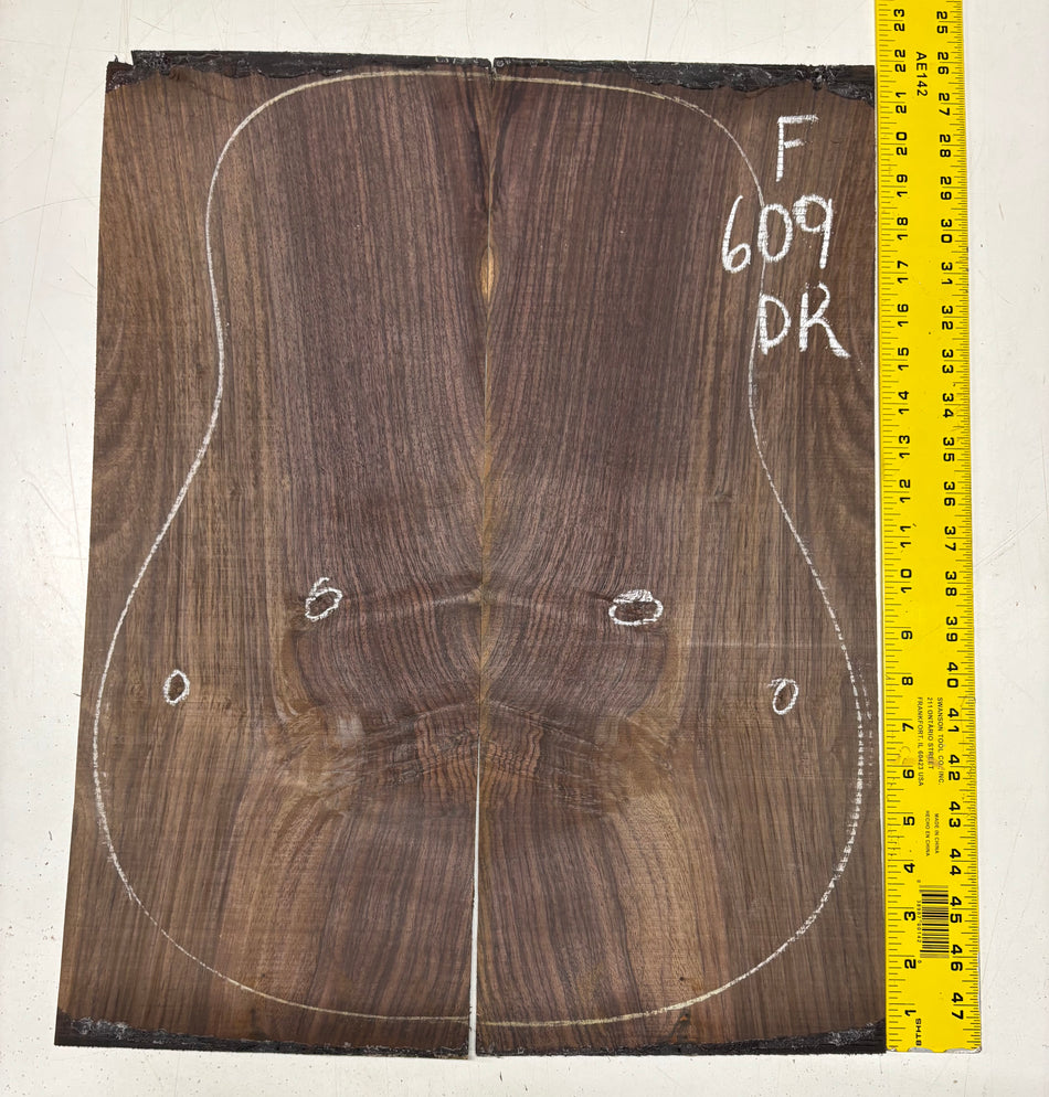 Figured Indian Rosewood Dreadnought Guitar Back Set (22" x 8-1/4" x 3/16")- Seconds #609
