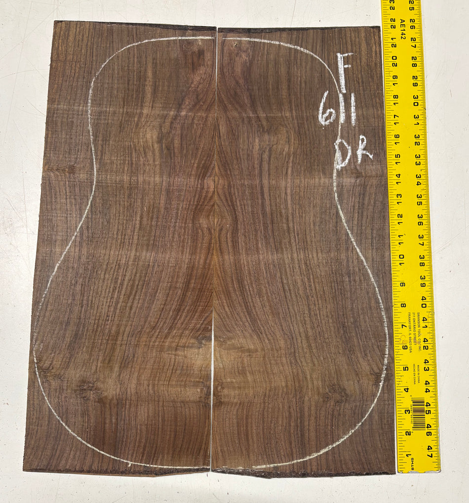 Figured Indian Rosewood Dreadnought Guitar Back Set (22" x 8-1/4" x 3/16")- Seconds #611
