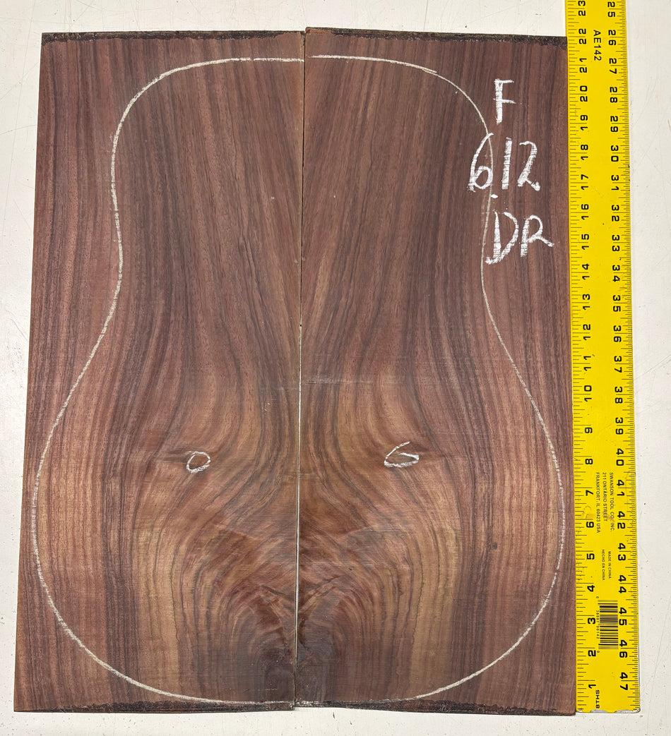 Figured Indian Rosewood Dreadnought Guitar Back Set (22" x 8-1/4" x 3/16")- Seconds #612
