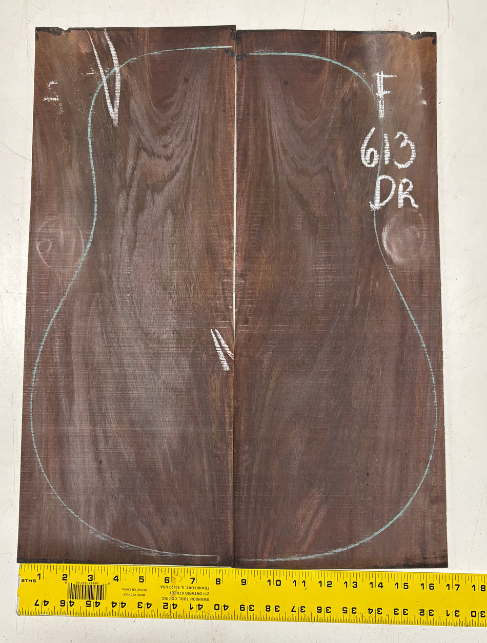 Figured Indian Rosewood Dreadnought Guitar Back Set (22" x 8-1/4" x 3/16")- Seconds #613