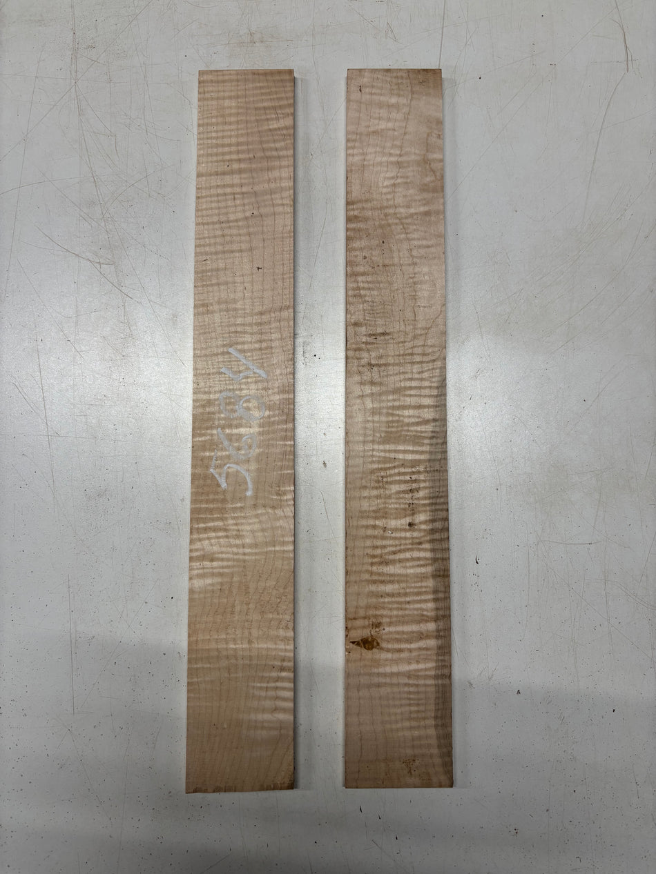 2 Pack, Flame Hard Maple Fingerboard Blank 21"x3"x3/8"#5684