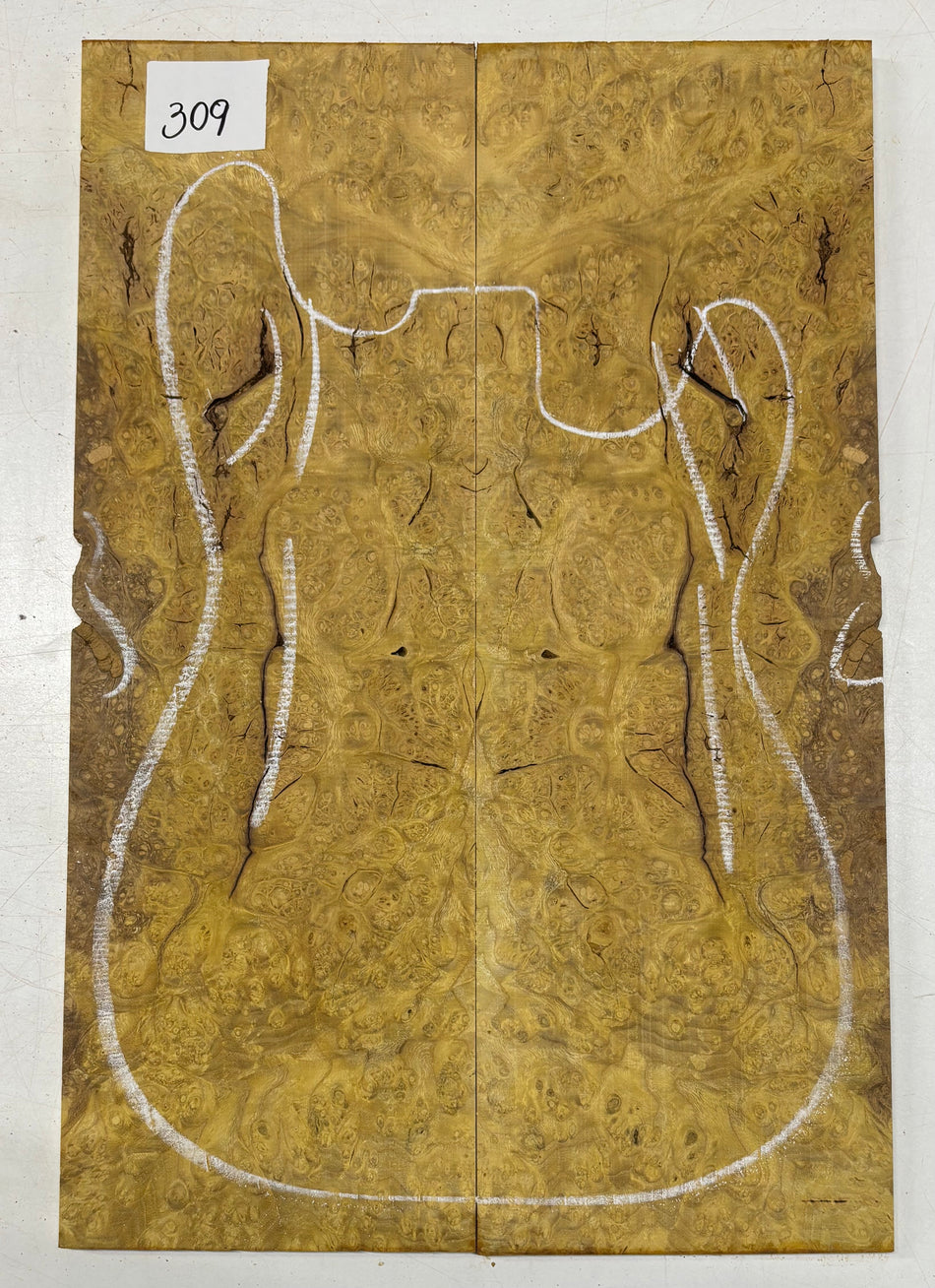 Osage Orange Burl Guitar Drop Top 21" x 7" x 3/8" #309