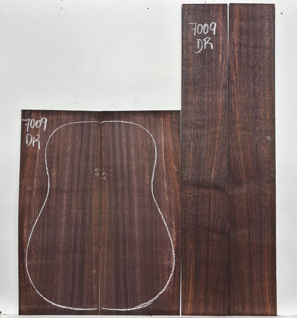 Dark Grain East Indian Rosewood Dreadnought Guitar Back & Side Set #7009
