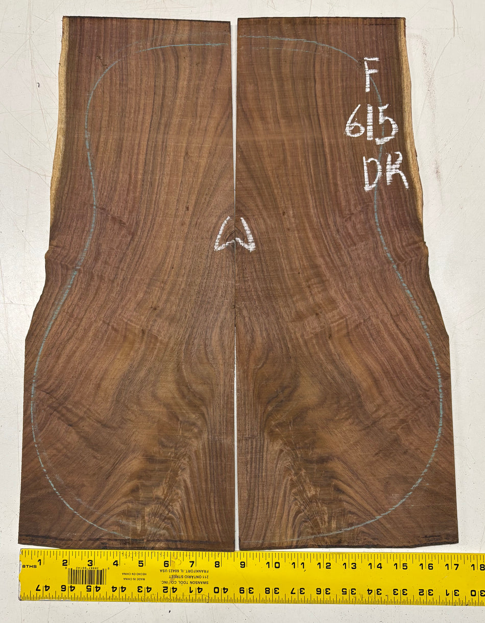 Figured Indian Rosewood Dreadnought Guitar Back Set (22" x 8-1/4" x 3/16")- Seconds #615