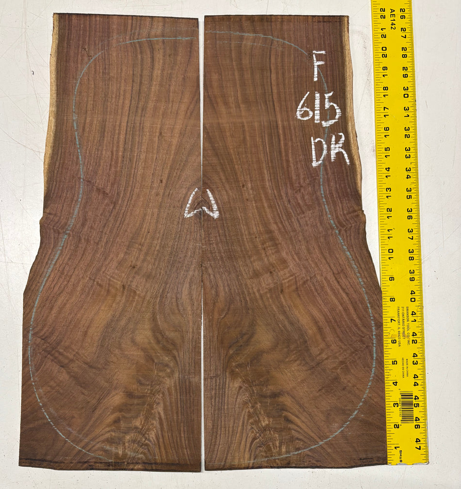 Figured Indian Rosewood Dreadnought Guitar Back Set (22" x 8-1/4" x 3/16")- Seconds #615