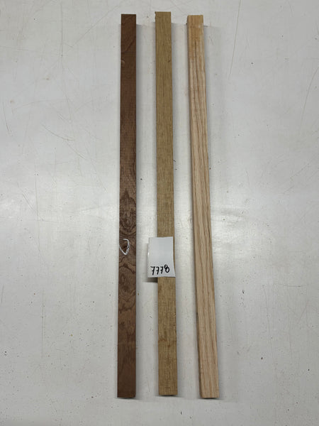 3 Pack, 3 Species White Oak + White Limba + Sapele Turning Wood Blanks  24"x1"x1"#7778 - Exotic Wood Zone
