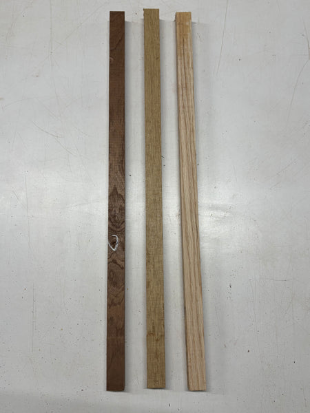 3 Pack, 3 Species White Oak + White Limba + Sapele Turning Wood Blanks  24"x1"x1"#7778 - Exotic Wood Zone