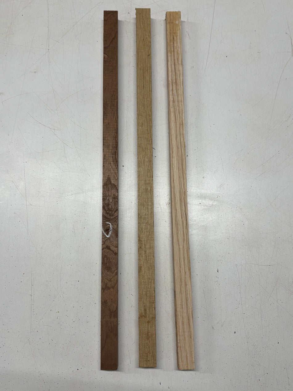 3 Pack, 3 Species White Oak + White Limba + Sapele Turning Wood Blanks  24"x1"x1"#7778 - Exotic Wood Zone