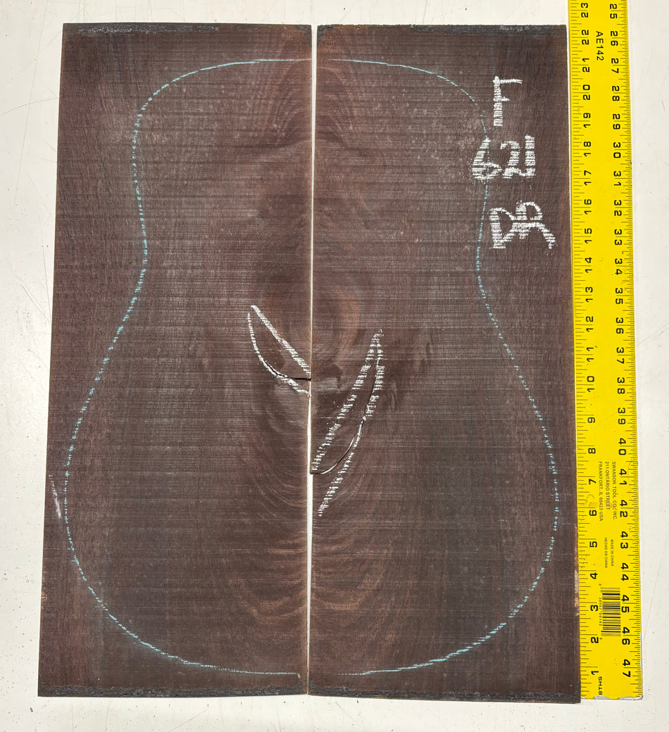 Figured Indian Rosewood Dreadnought Guitar Back Set (22" x 8-1/4" x 3/16")- Seconds #621