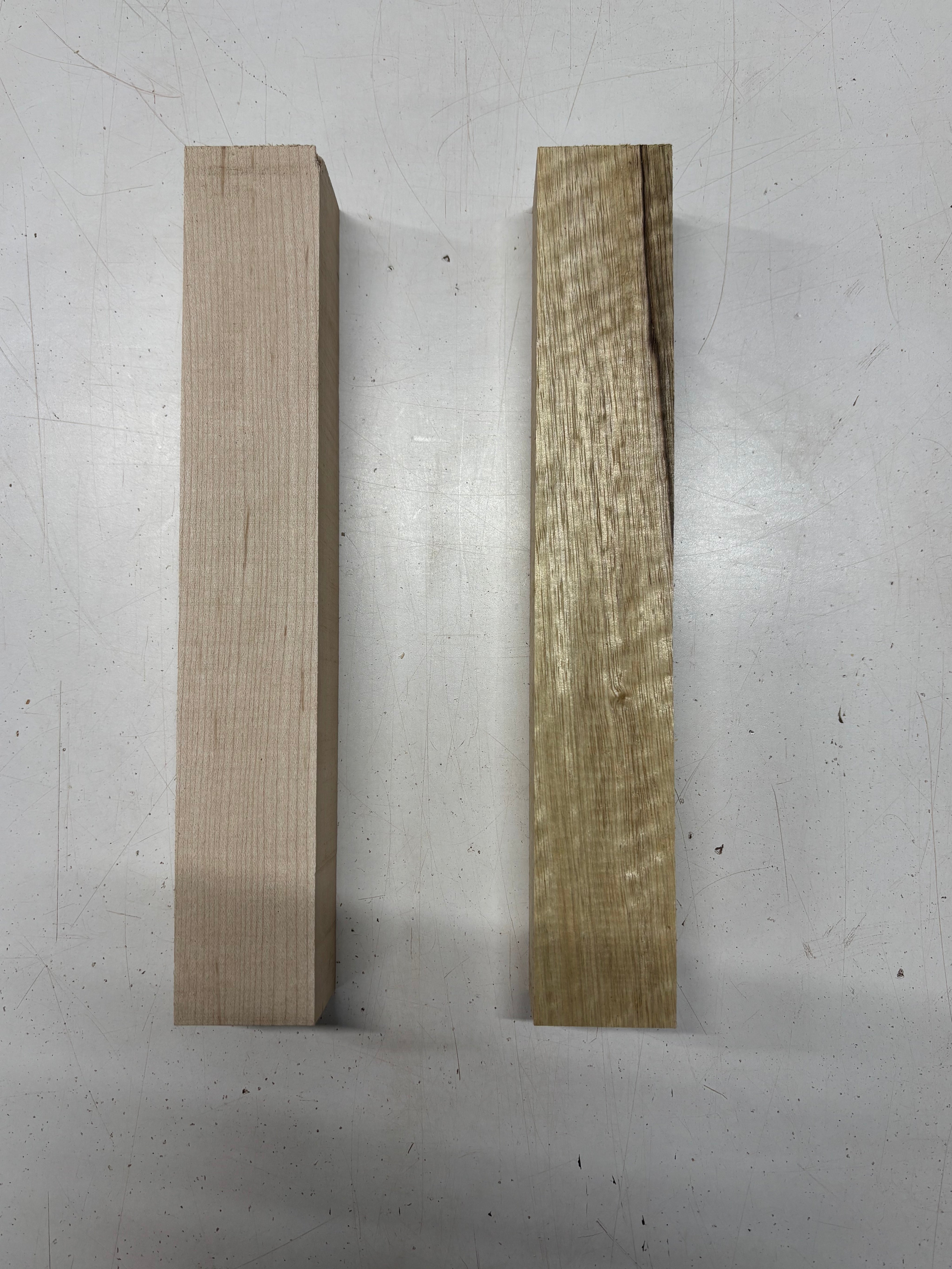 2 Pack, 2 Species Hard Maple + White Limba Turning Wood Blanks 12"x1-7/8"x1-3/4"#7781 - Exotic Wood Zone