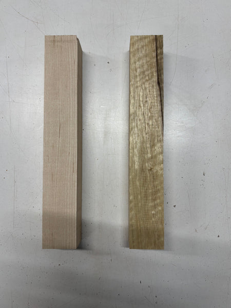 2 Pack, 2 Species Hard Maple + White Limba Turning Wood Blanks 12"x1-7/8"x1-3/4"#7781 - Exotic Wood Zone