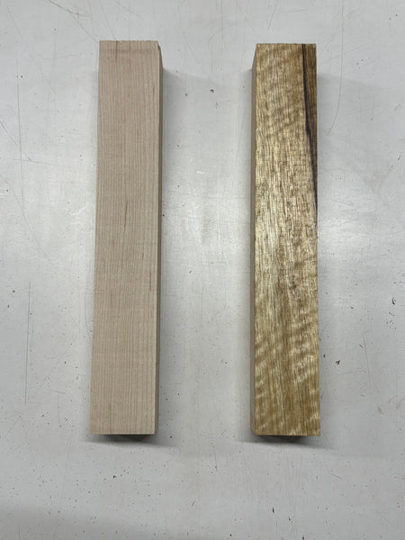 2 Pack, 2 Species Hard Maple + White Limba Turning Wood Blanks 12"x1-7/8"x1-3/4"#7781 - Exotic Wood Zone
