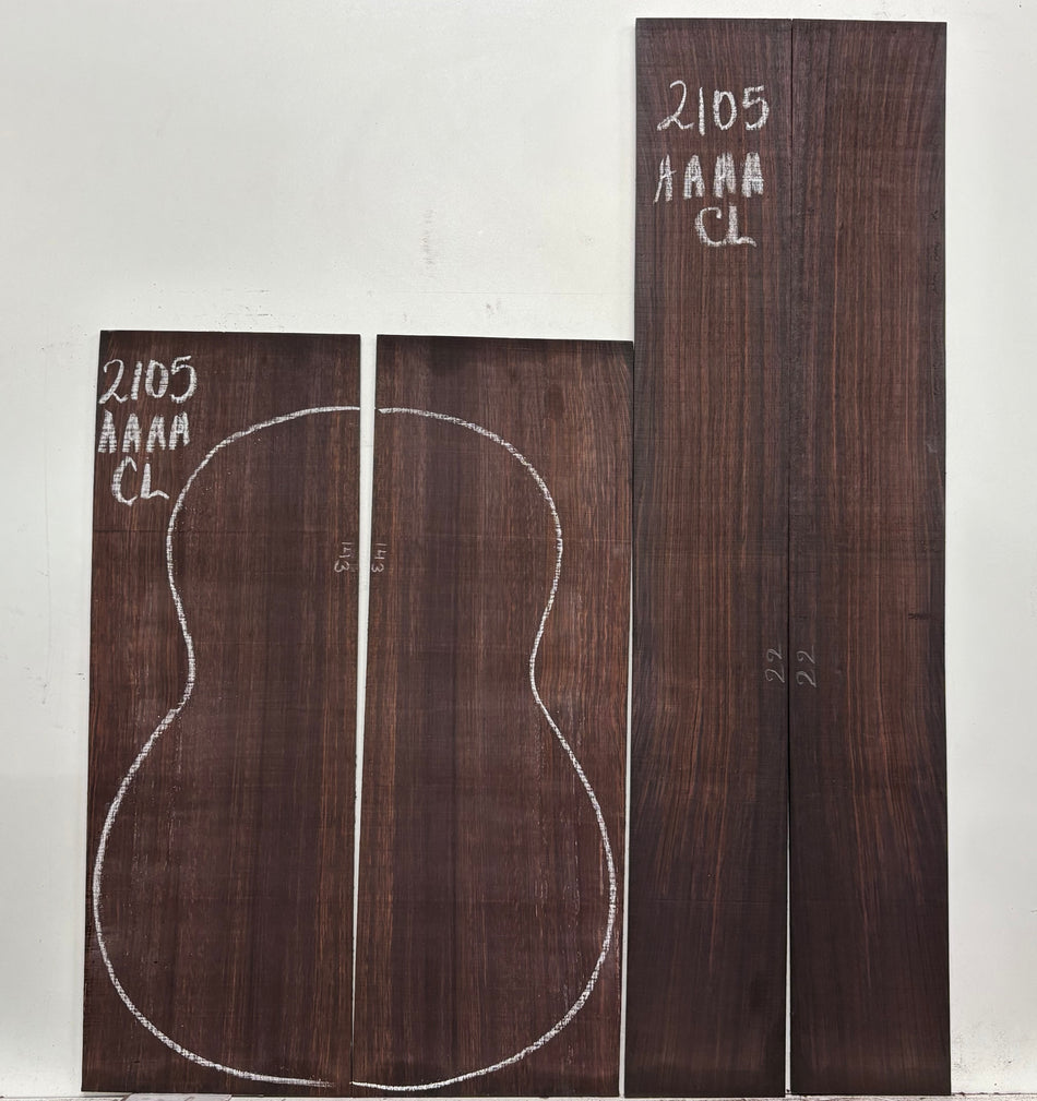 East Indian Rosewood Classical AAAA Grade Guitar Back & Side Set #2105 - Exotic Wood Zone