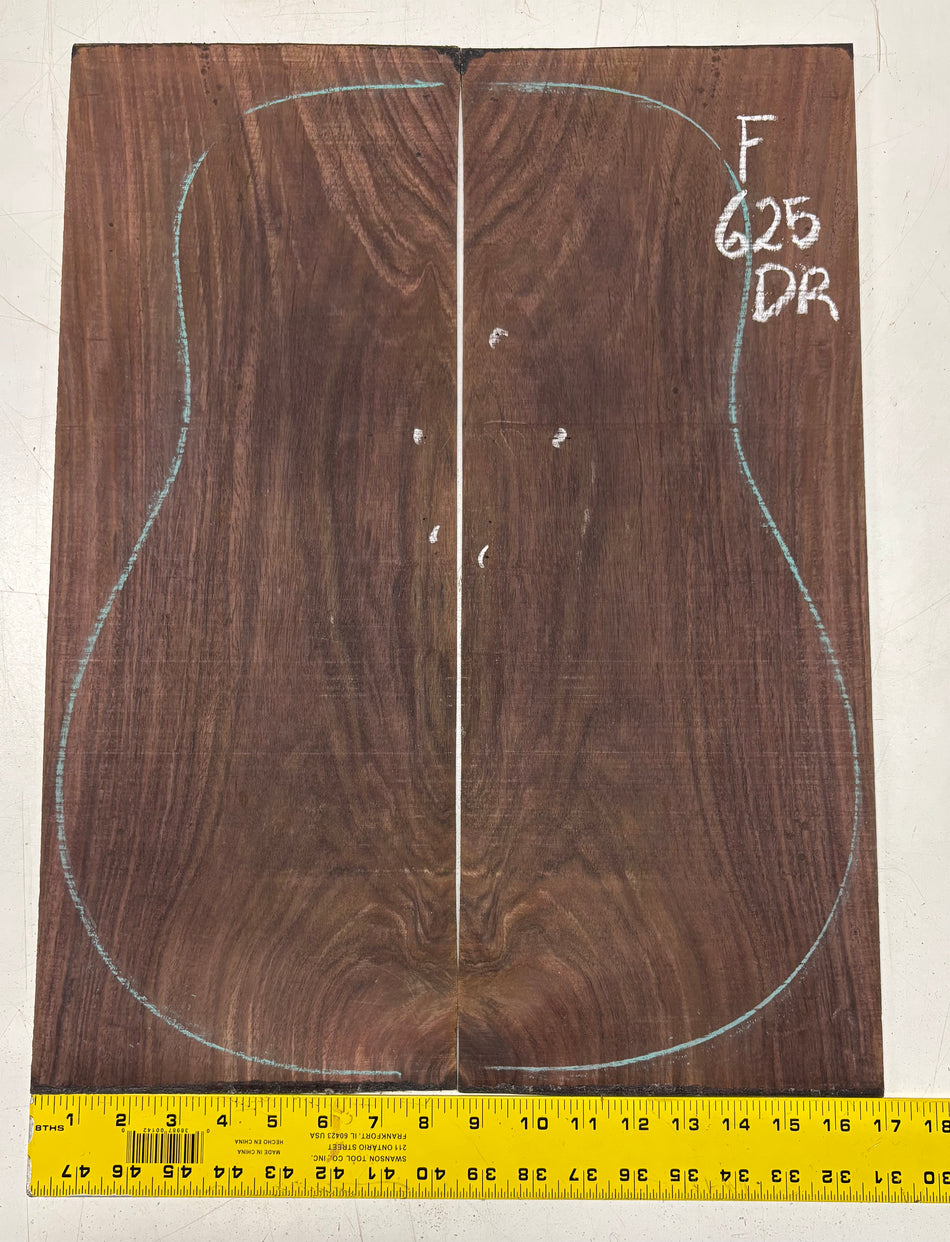 Figured Indian Rosewood Dreadnought Guitar Back Set (22" x 8-1/4" x 3/16")- Seconds #625