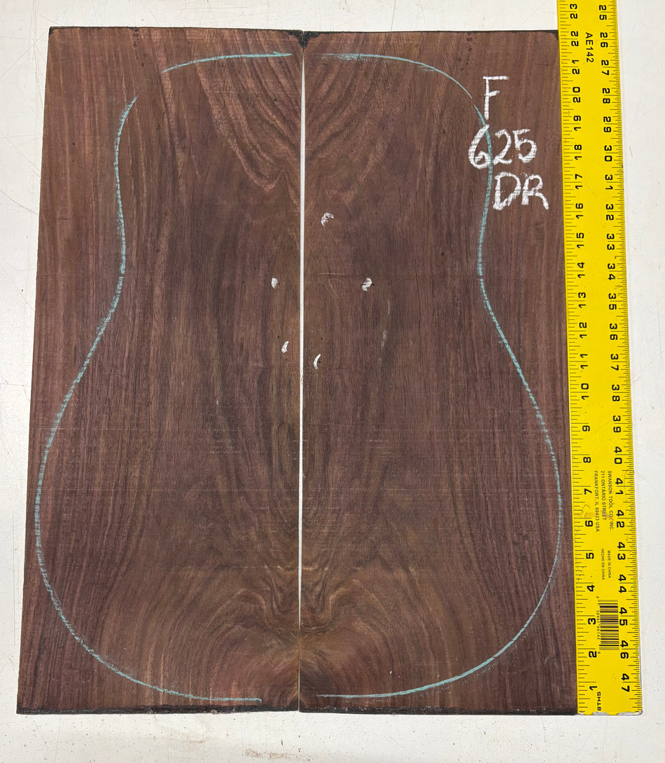 Figured Indian Rosewood Dreadnought Guitar Back Set (22" x 8-1/4" x 3/16")- Seconds #625