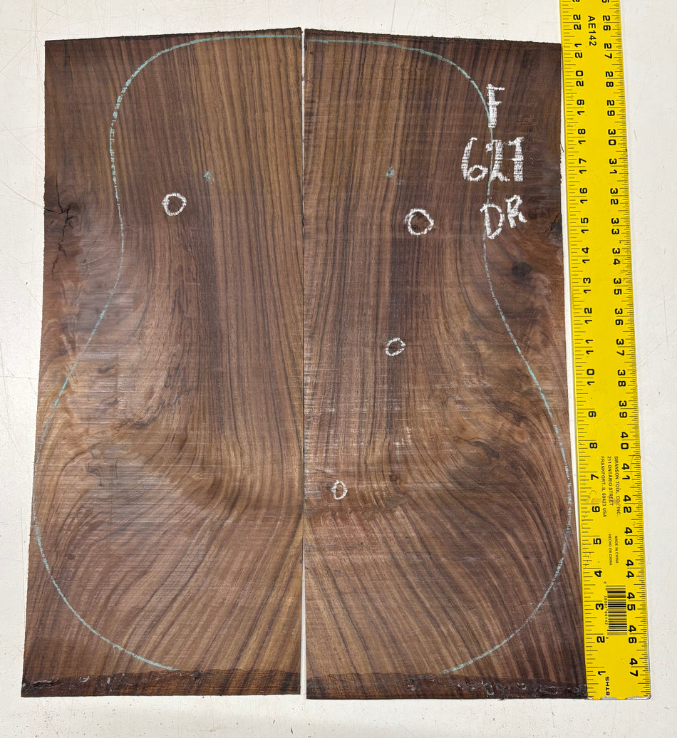 Figured Indian Rosewood Dreadnought Guitar Back Set (22" x 8-1/4" x 3/16")- Seconds #627
