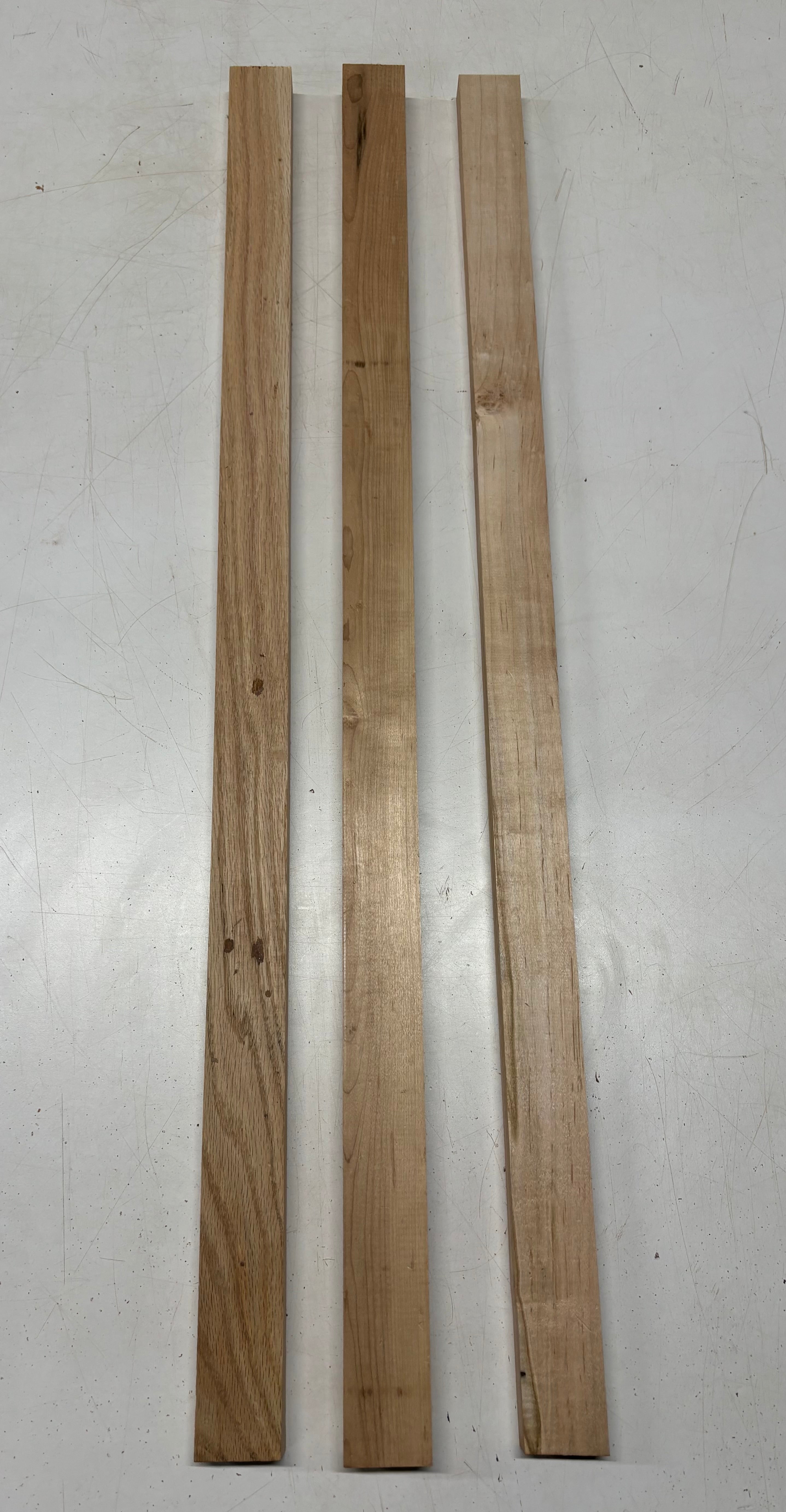 3 Pack, 3 Species White Oak + Ambrosia Maple + Hard Maple Thin Stock Lumber 36"x1-3/4"x3/4"#7787 - Exotic Wood Zone