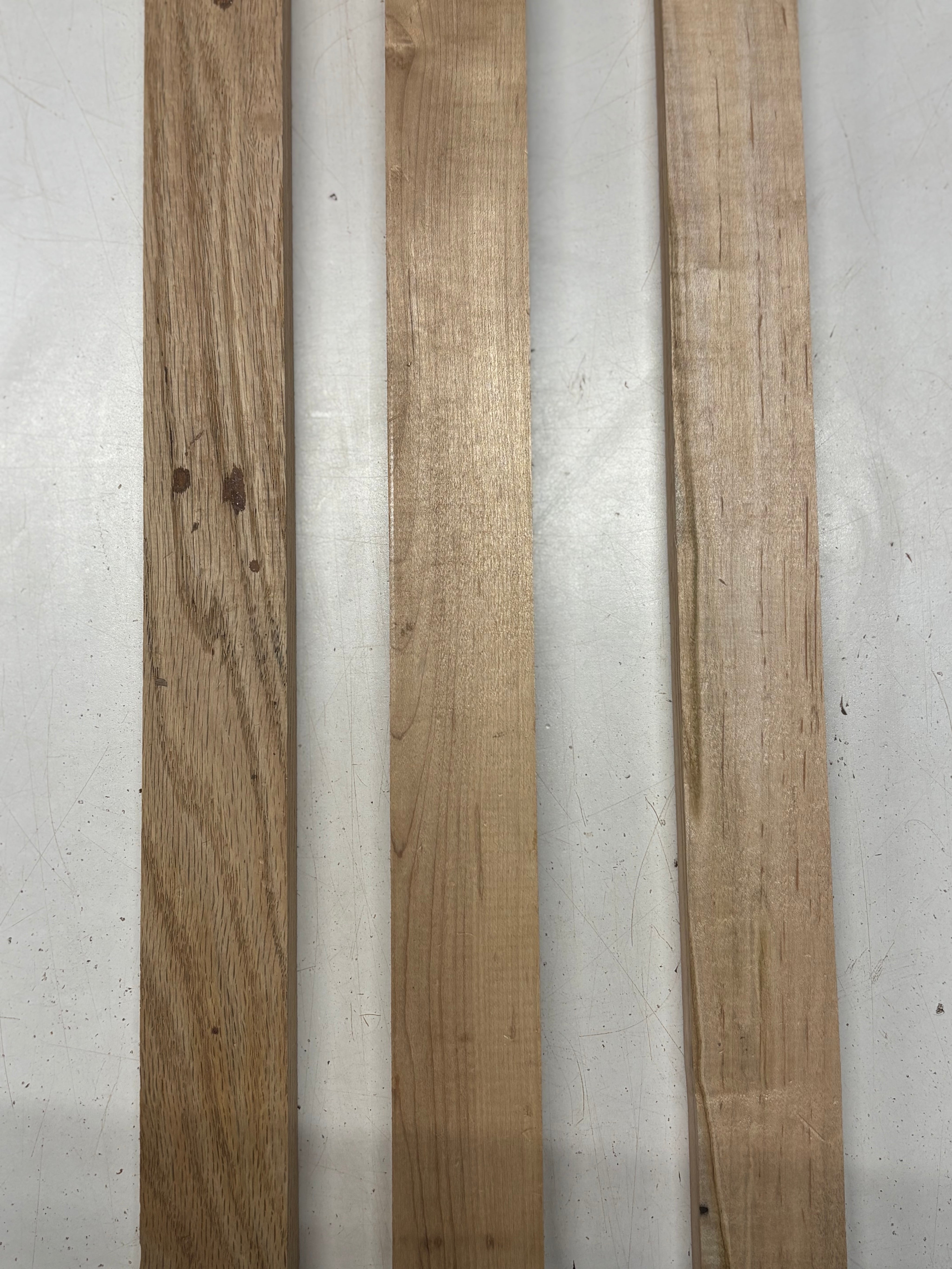3 Pack, 3 Species White Oak + Ambrosia Maple + Hard Maple Thin Stock Lumber 36"x1-3/4"x3/4"#7787 - Exotic Wood Zone