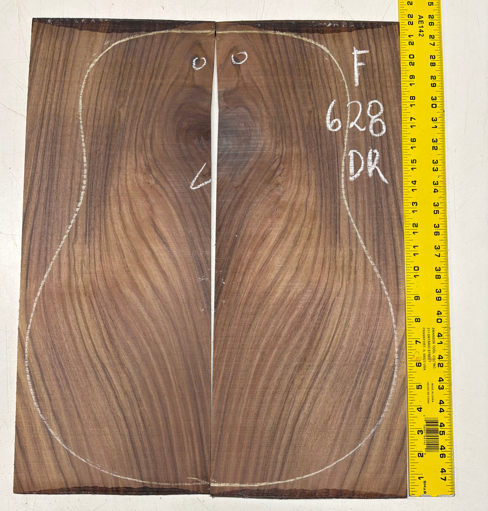 Figured Indian Rosewood Dreadnought Guitar Back Set (22" x 8-1/4" x 3/16")- Seconds #628