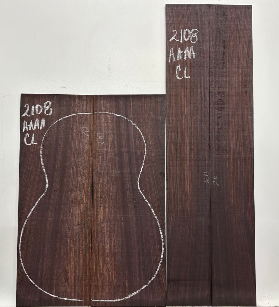 East Indian Rosewood Classical AAAA Grade Guitar Back & Side Set #2108 - Exotic Wood Zone