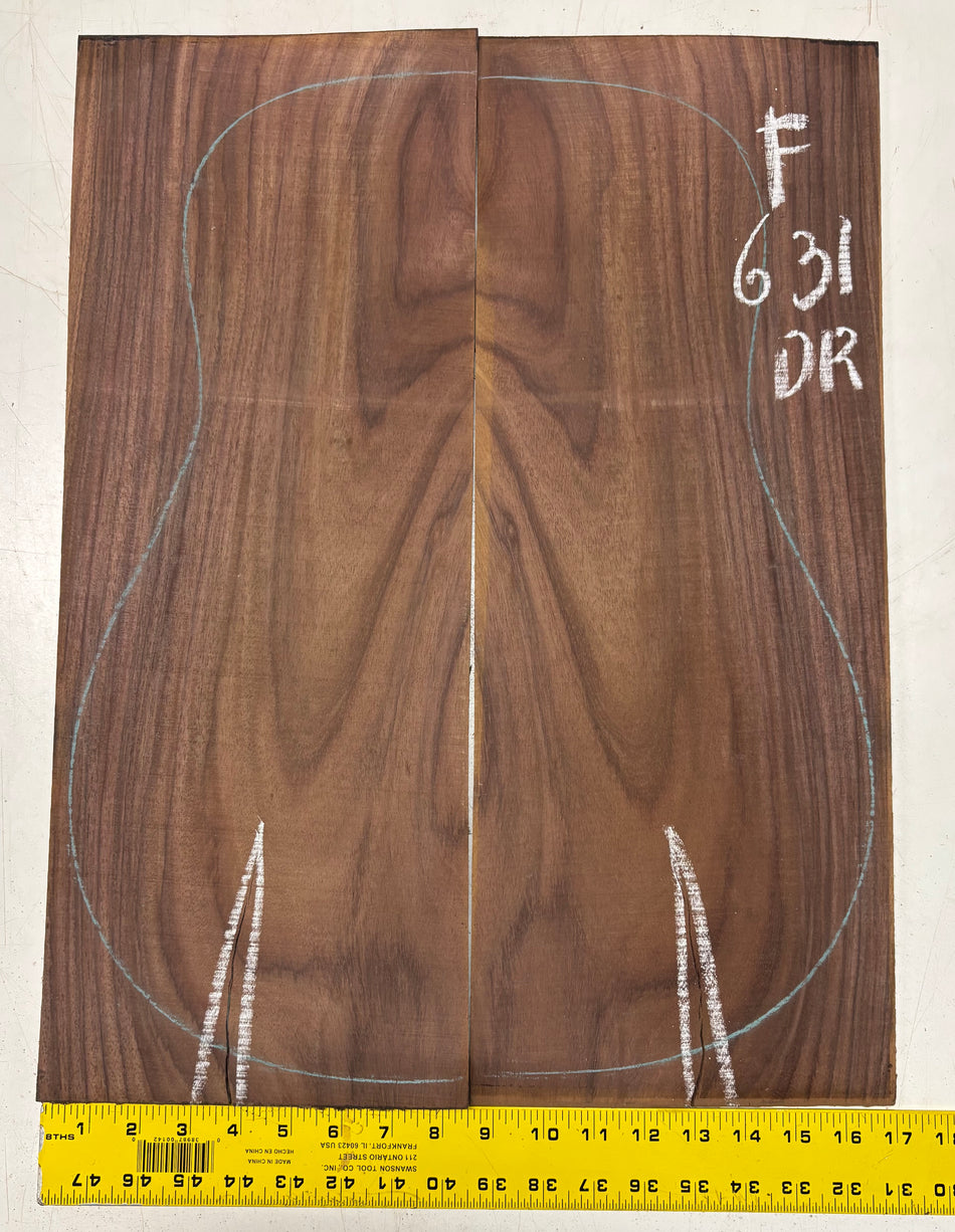 Figured Indian Rosewood Dreadnought Guitar Back Set (22" x 8-1/4" x 3/16")- Seconds #631