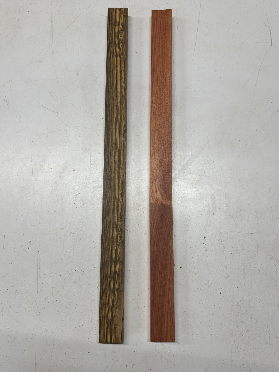 2 Pack, 2 Species Bocote + Bloodwood Thin Stock Lumber 25"x1-5/8"x3/4"#7791 - Exotic Wood Zone