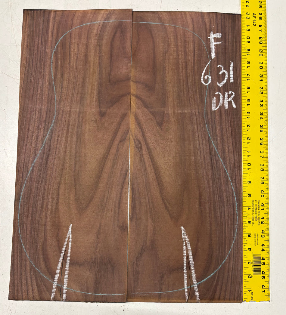 Figured Indian Rosewood Dreadnought Guitar Back Set (22" x 8-1/4" x 3/16")- Seconds #631