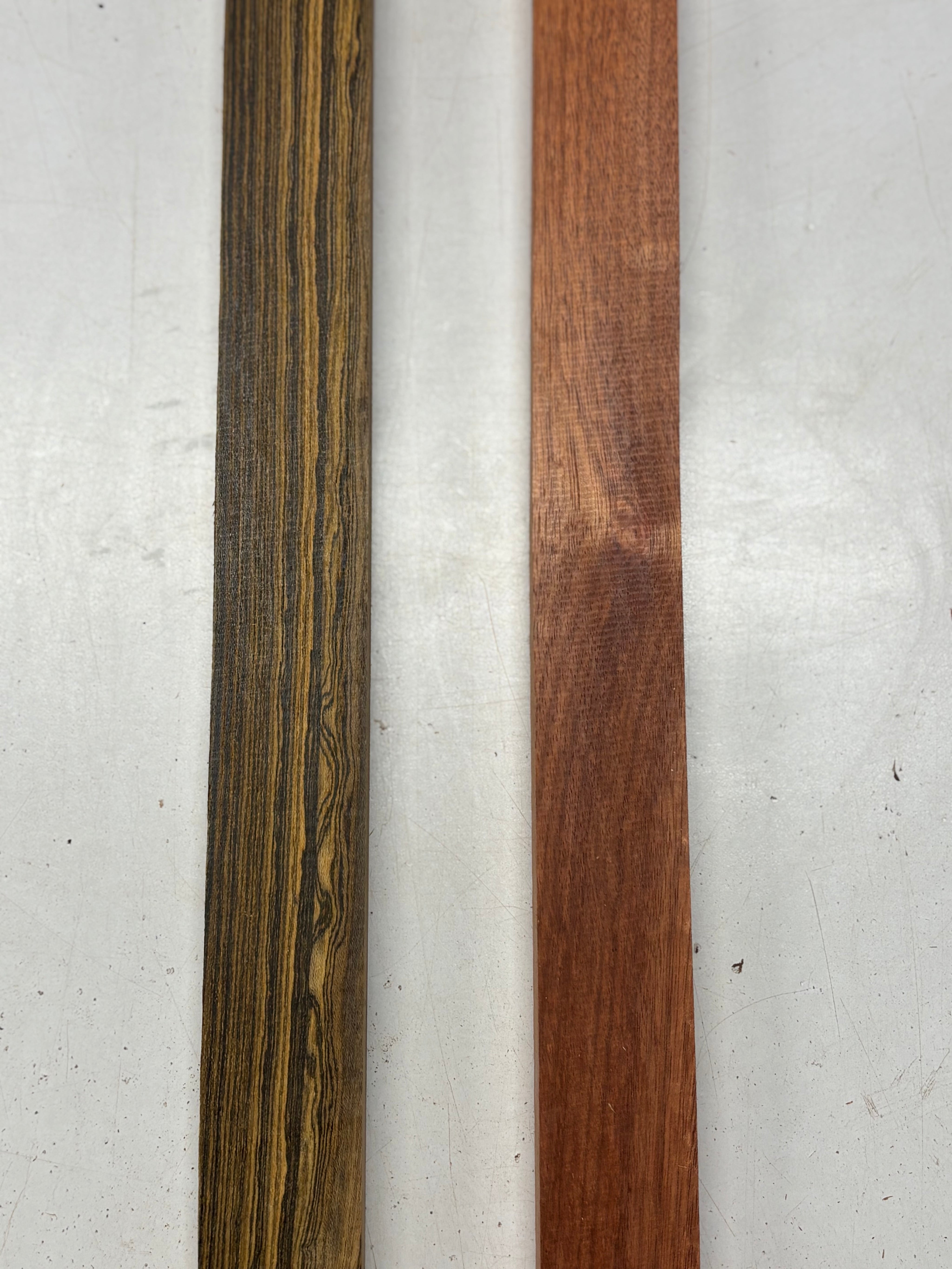 2 Pack, 2 Species Bocote + Bloodwood Thin Stock Lumber 25"x1-5/8"x3/4"#7791 - Exotic Wood Zone
