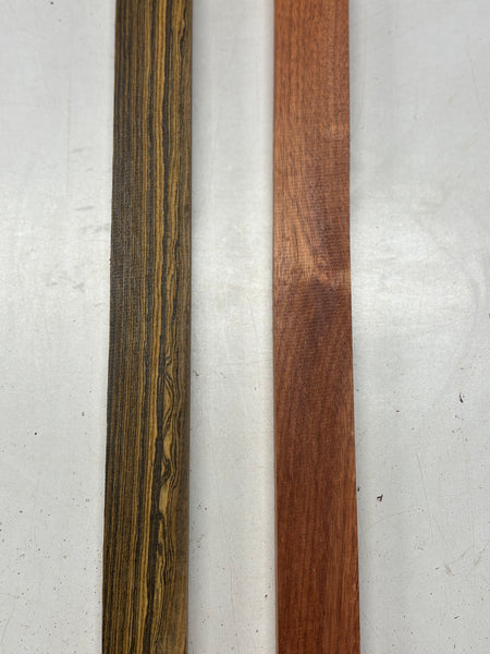 2 Pack, 2 Species Bocote + Bloodwood Thin Stock Lumber 25"x1-5/8"x3/4"#7791 - Exotic Wood Zone