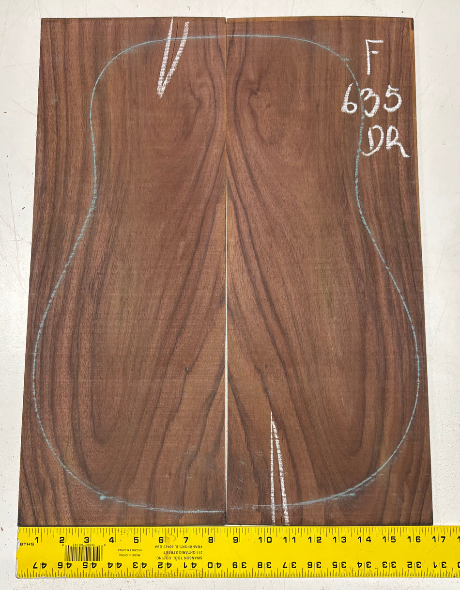 Figured Indian Rosewood Dreadnought Guitar Back Set (22" x 8-1/4" x 3/16")- Seconds #635