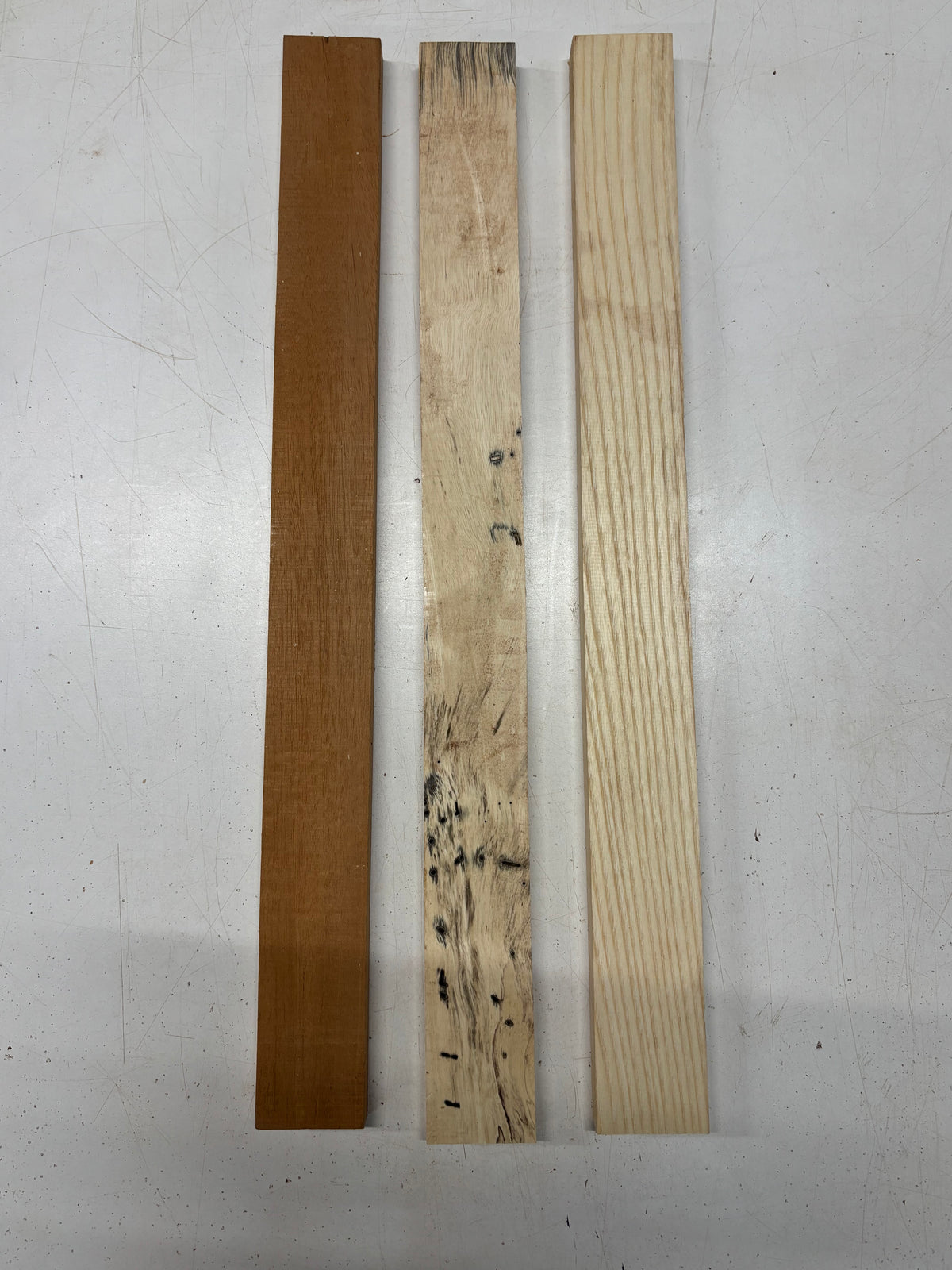 3 Pack, 3 Species Mahogany + Tamarind + White Ash Thin Stock Lumber 21"x2"x5/8"#7795 - Exotic Wood Zone