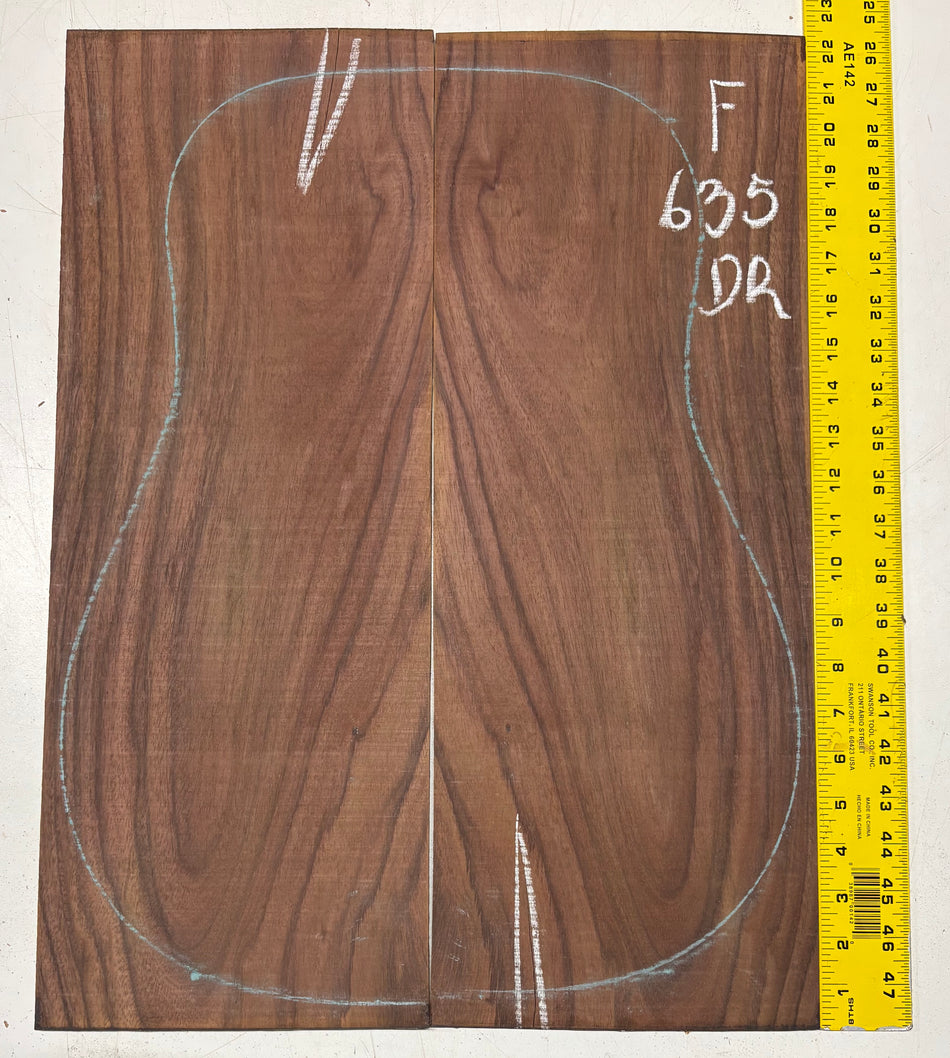 Figured Indian Rosewood Dreadnought Guitar Back Set (22" x 8-1/4" x 3/16")- Seconds #635