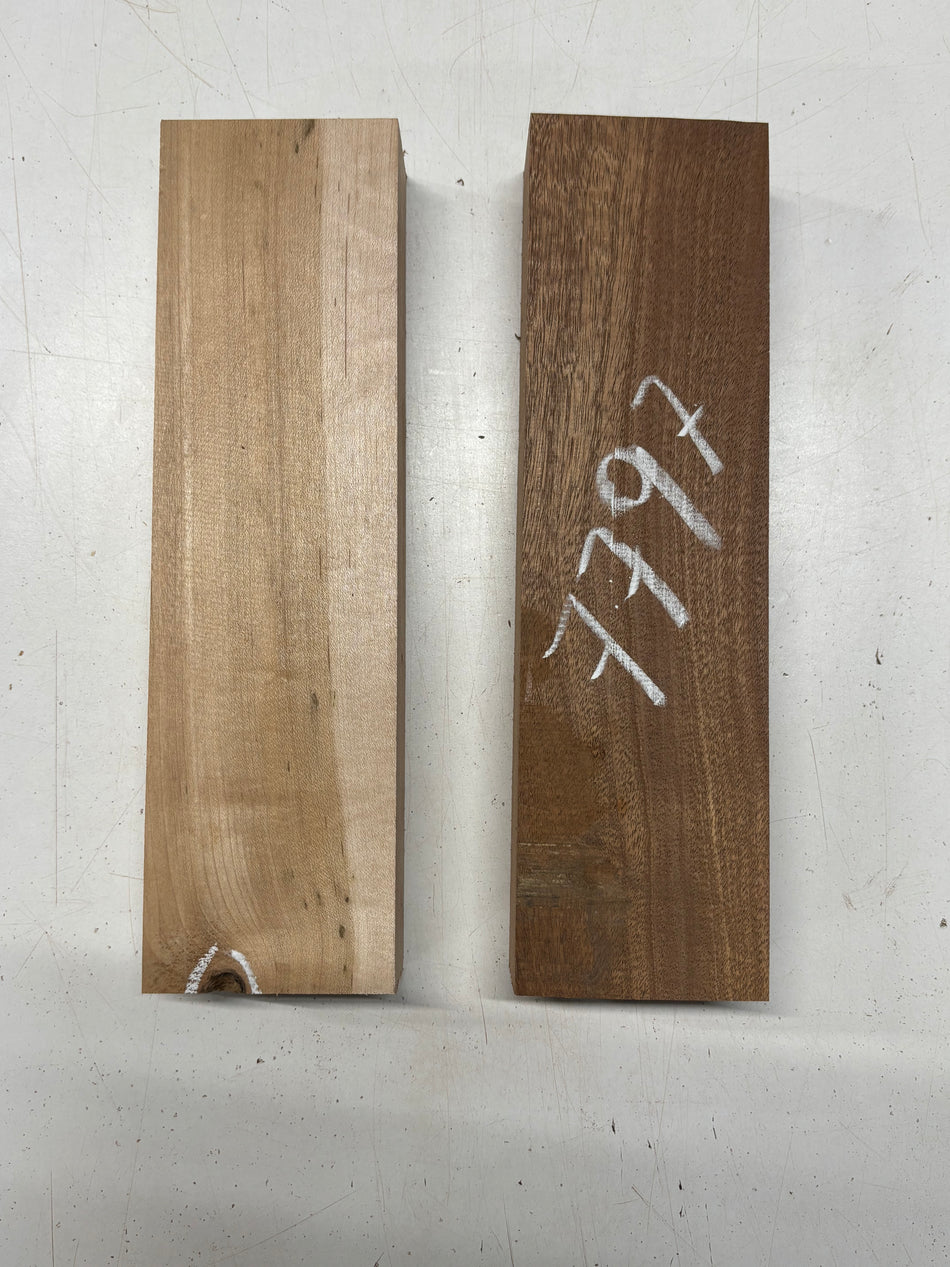 2 Pack, 2 Species Hard Maple + Sapele Lumber Board Blanks  11-3/4"x3-1/4"x1-7/8"#7797 - Exotic Wood Zone