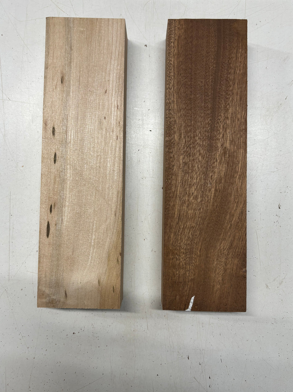 2 Pack, 2 Species Hard Maple + Sapele Lumber Board Blanks  11-3/4"x3-1/4"x1-7/8"#7797 - Exotic Wood Zone