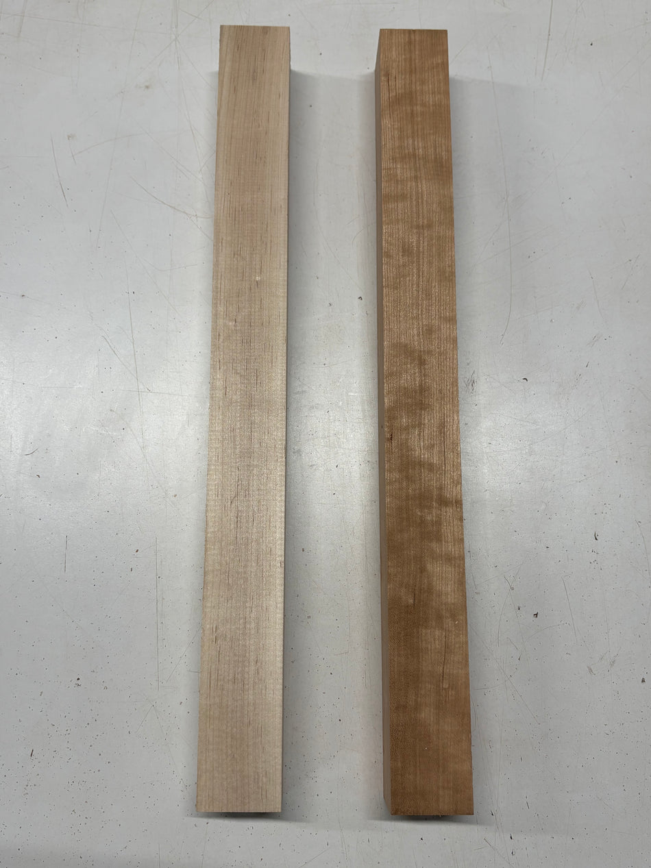 2 Pack, 2 Species Cherry + Hard Maple Turning Wood Blank 21"x2"x2"#7798 - Exotic Wood Zone