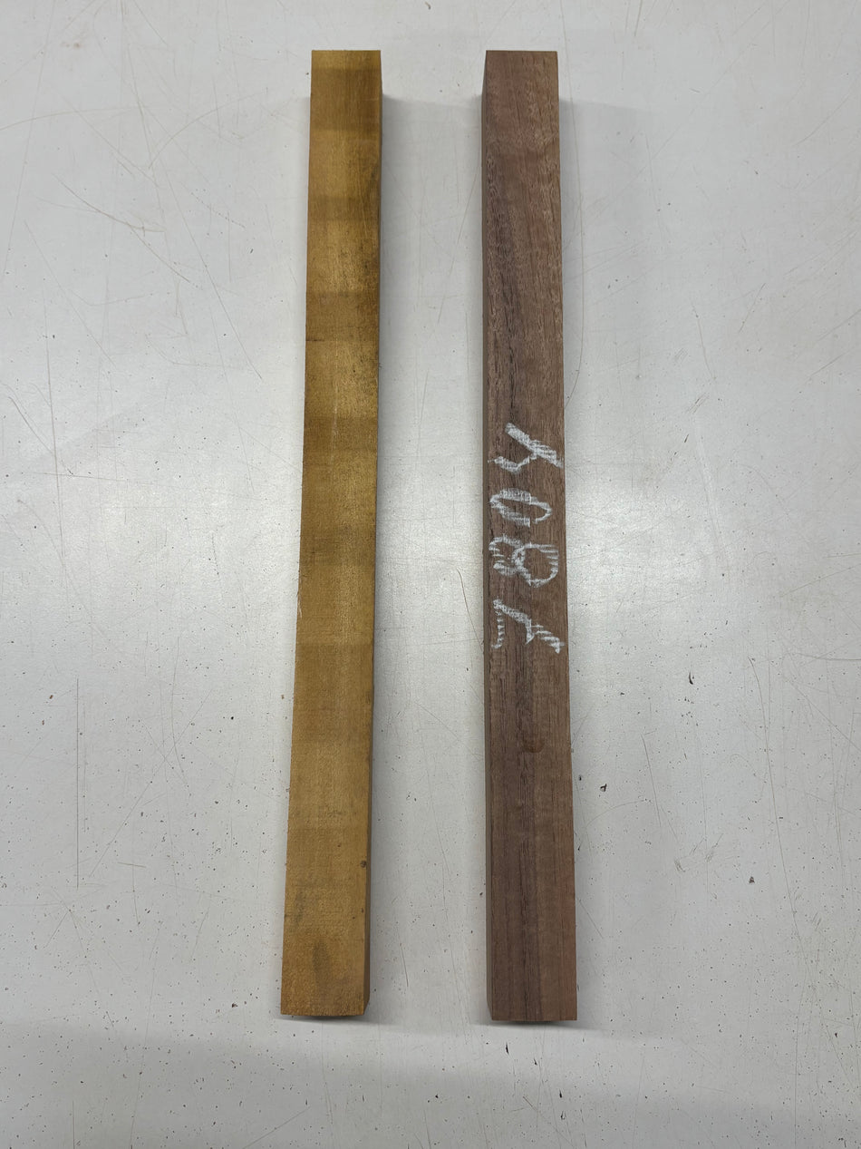 2 Pack, 2 Species Walnut + Osage Orange Turning Wood Blanks 18-3/4"x1-1/2"x1-1/2"#7804 - Exotic Wood Zone