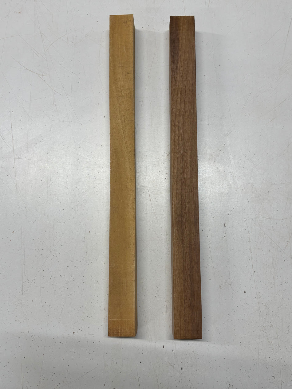 2 Pack, 2 Species Walnut + Osage Orange Turning Wood Blanks 18-3/4"x1-1/2"x1-1/2"#7804 - Exotic Wood Zone