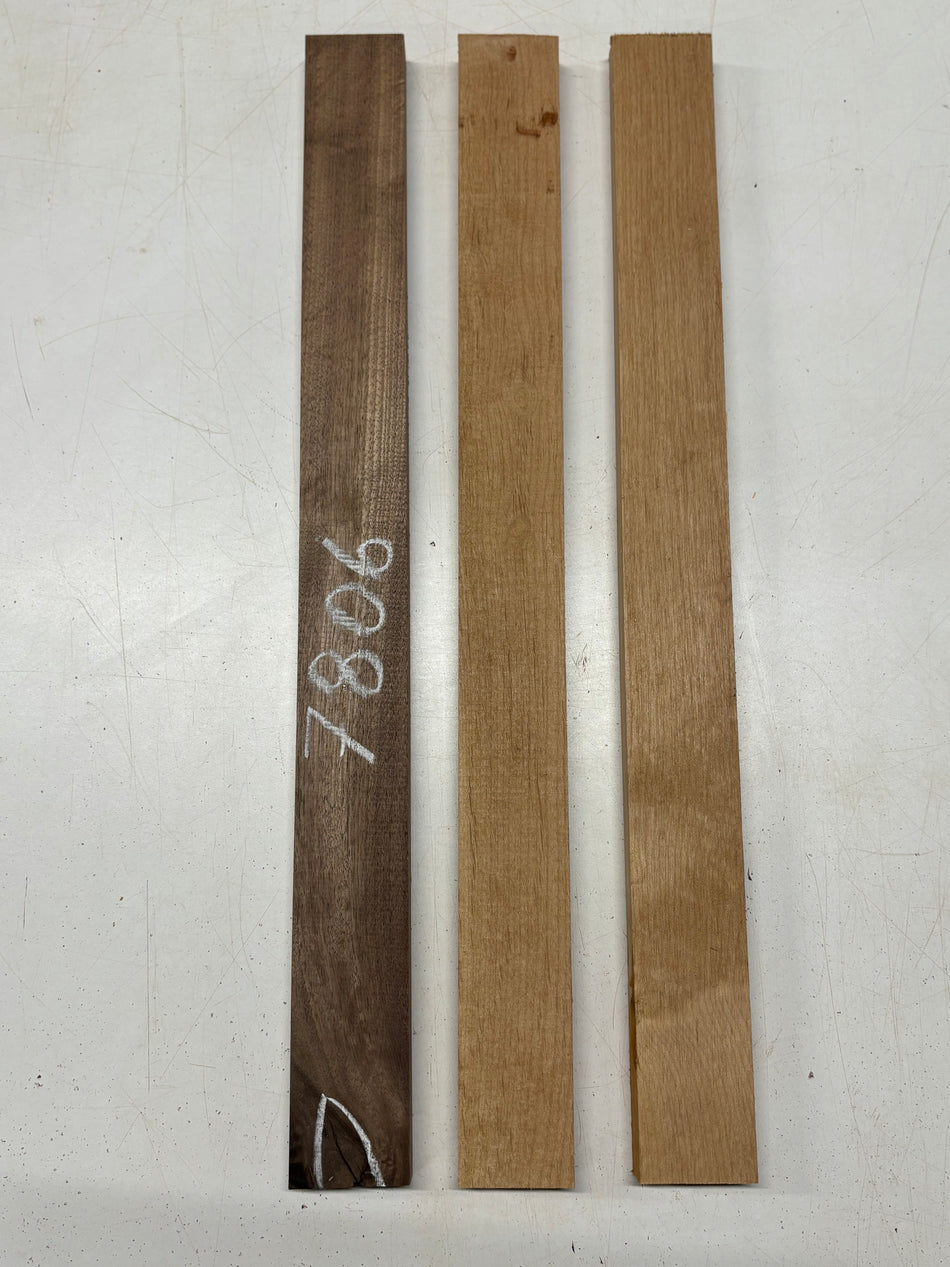 3 Pack, 2 Species Walnut + Red Alder Thin Stock Lumber 24"x2-1/4"x7/8"#7806 - Exotic Wood Zone