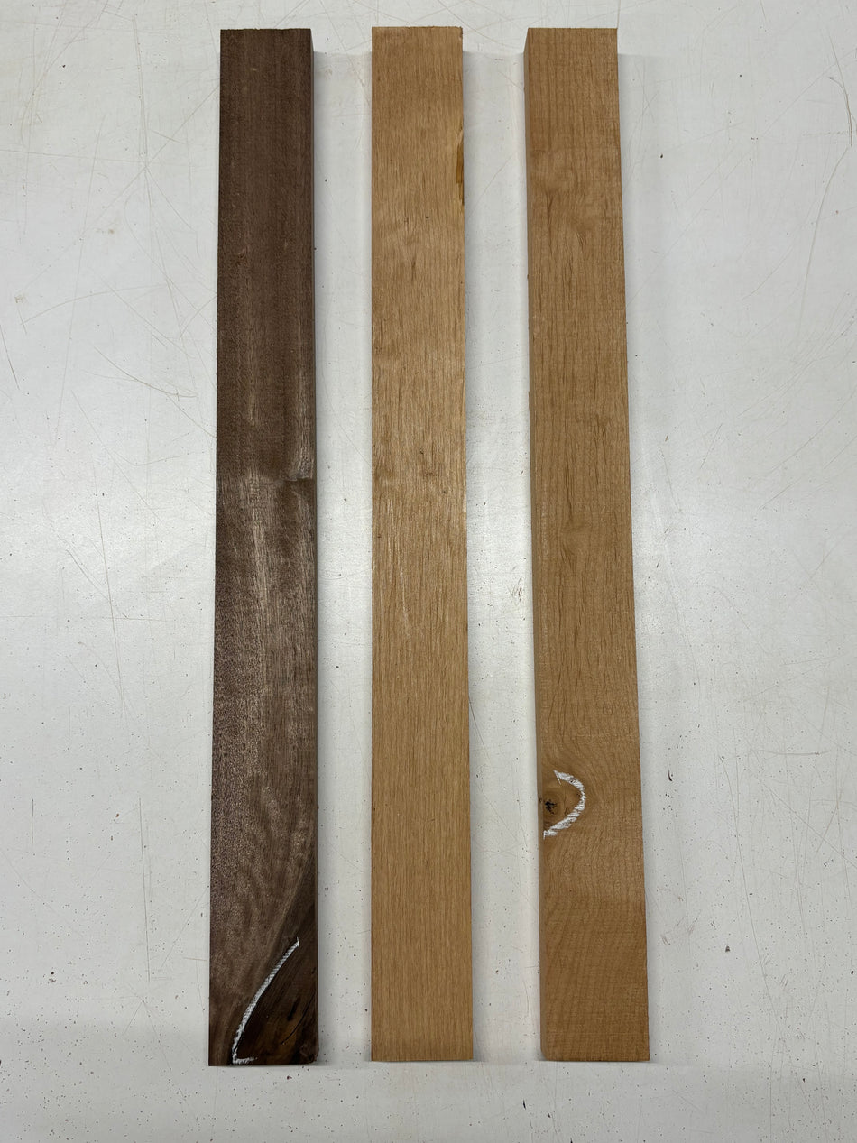 3 Pack, 2 Species Walnut + Red Alder Thin Stock Lumber 24"x2-1/4"x7/8"#7806 - Exotic Wood Zone