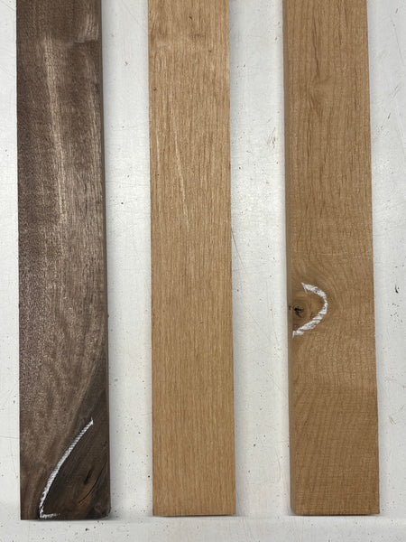 3 Pack, 2 Species Walnut + Red Alder Thin Stock Lumber 24"x2-1/4"x7/8"#7806 - Exotic Wood Zone