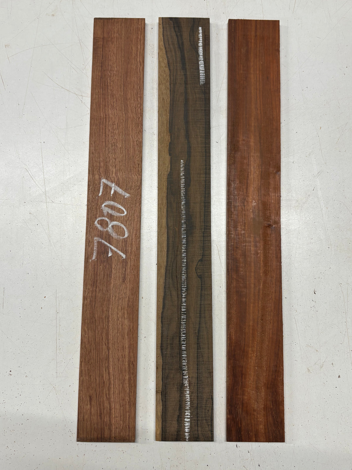 3 Pack, 3 Species Bubinga + Padauk + Ziricote Finger Board Blanks 20"x2-1/2"x3/8"#7807 - Exotic Wood Zone
