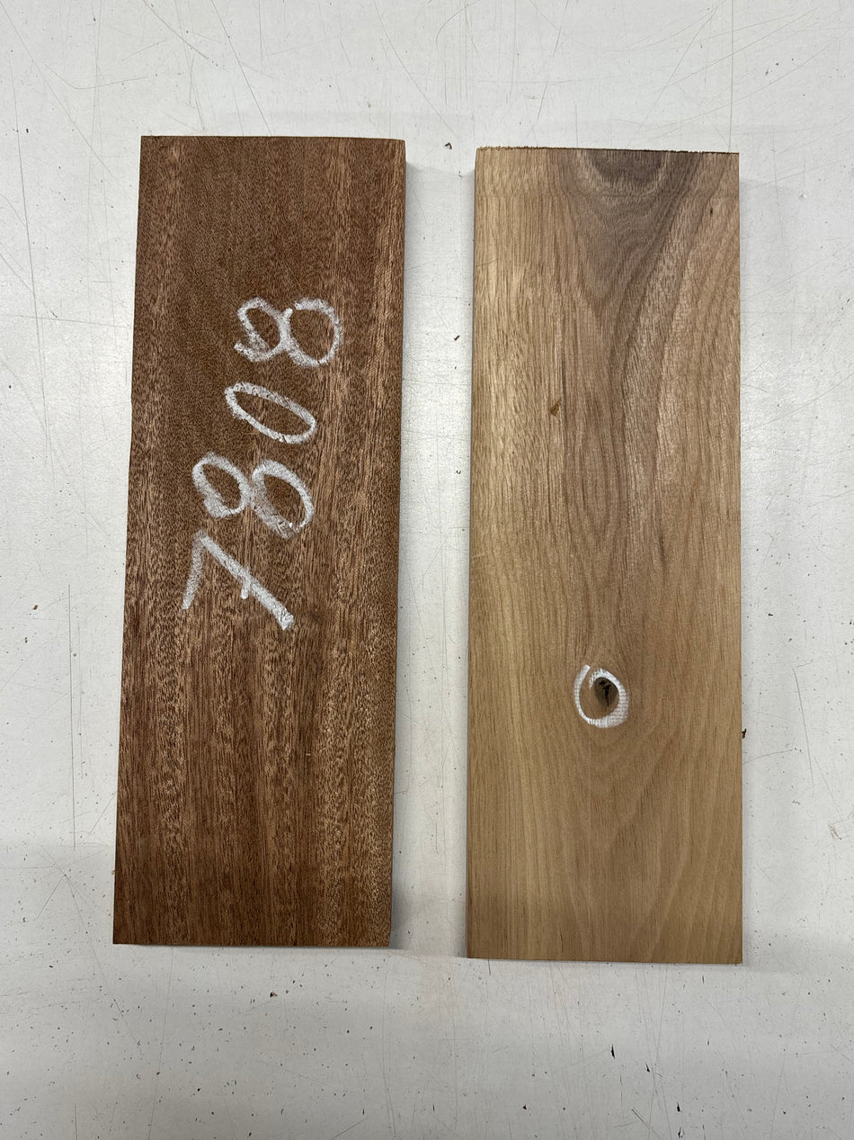 2 Pack, 2 Species African Mahogany + Walnut Thin Stock Lumber 12"x4"x3/4"#7808 - Exotic Wood Zone