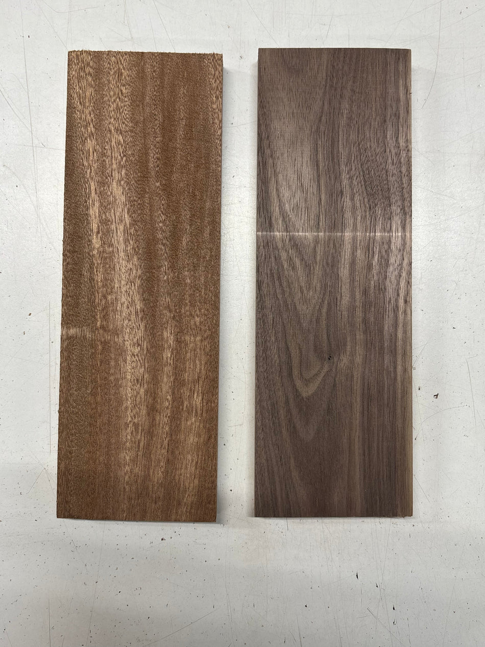 2 Pack, 2 Species African Mahogany + Walnut Thin Stock Lumber 12"x4"x3/4"#7808 - Exotic Wood Zone
