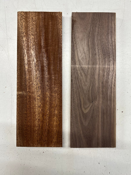 2 Pack, 2 Species African Mahogany + Walnut Thin Stock Lumber 12"x4"x3/4"#7808 - Exotic Wood Zone