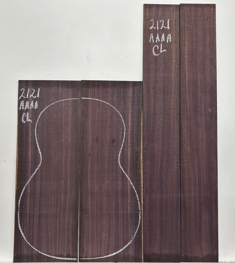 East Indian Rosewood Classical AAAA Grade Guitar Back & Side Set #2121 - Exotic Wood Zone